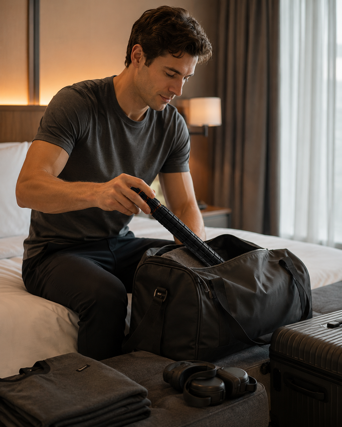 Matte Black RUYI folded and packed for travel and daily carry